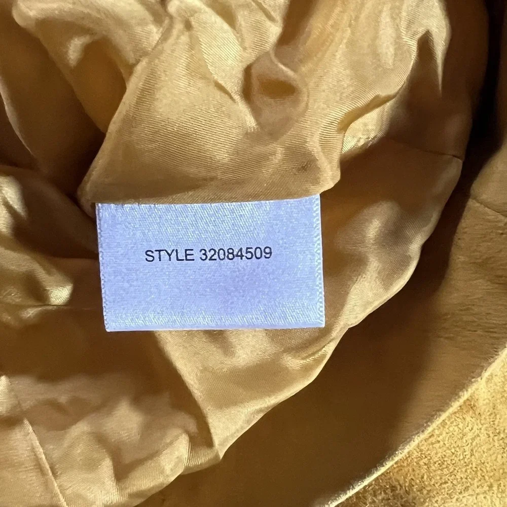 Tory Burch Mustard Yellow Suede leather Double-Breasted Jacket 3/4 Sleeve Size 6